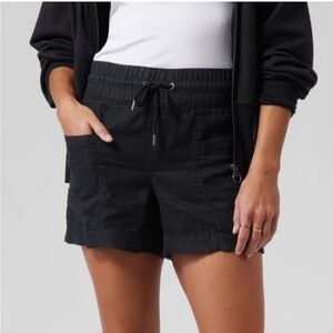 Athleta Cabo Black Linen Shorts 4 inch Inseam Beach Vacation Summer Size 12